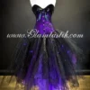 Custom Size Light up Purple and Black lace feather sparkle Burlesque witch costume day of the dead Corset prom dress by Glamtastik steampunk buy now online