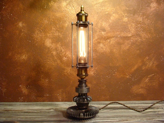 Metal cage desk light | Steampunk lamp | Industrial lights by ArtLightingCreations steampunk buy now online
