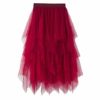 Geagodelia Women Irregular Tulle Skirt Women Summer High Waist Skirt Women´s 50s Petticoat Vintage Knee-Length Underskirt Retro Half Tutu Slips (Red, ONE Size) steampunk buy now online