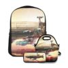School Backpack Set,Airship Painted Steampunk Style Sky Over,with Lunch Bag and Pencil Case for Girls Boys Teenager Cute Schoolbag Waterproof Bookbag steampunk buy now online