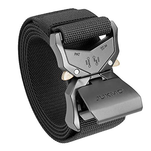 JUKMO Tactical Belt, Military Hiking Rigger 1.5" Nylon Web Work Belt with Heavy Duty Quick Release Buckle (Black, Medium) steampunk buy now online