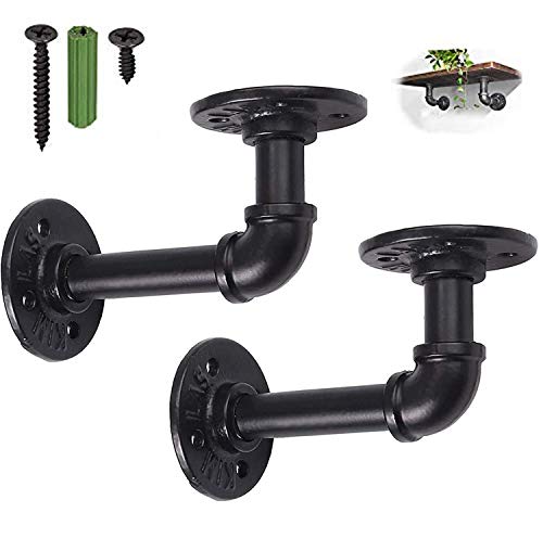 Pipe Shelf Brackets, eSynic 2Pcs Pipe Shelf Brackets Industrial Pipe Shelf Brackets Tube Rack Industrial Shelf for Book Shelf Floating Shelves Plumbing Pipe Shelf for Scaffold Board (15 * 8cm) steampunk buy now online