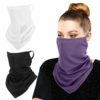 MoKo Scarf Mask Bandana with Ear Loops 3 Pack, Neck Gaiter Balaclava UV Sun Protection Face Mask for Dust Wind Outdoors Motorcycle Cycle Bandana Headband for Women Men, Purple & White & Black steampunk buy now online
