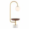 Desk Lamp,Touch Dimmable Modern Led Table Lamp with Wireless Charger/USB Port,Marble Base & Black Walnut Wooden Tray & Copper Pole & Glass Ball,Study Office Bedroom Reading Bedside Lamp steampunk buy now online