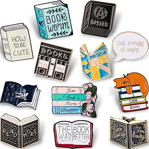 WILLBOND 12 Pieces Cute Enamel Letter Brooch Pin Cartoon Enamel Pins Set Saying Enamel Pin Badges for Clothing Bags Jackets Accessory DIY Crafts, Books Style steampunk buy now online