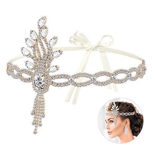 Lurrose 1920s Headpiece Vintage Headband Leaf Style Decor Wedding Bridal Themed Party Hairbands 1920 Hair Accessories for Women steampunk buy now online