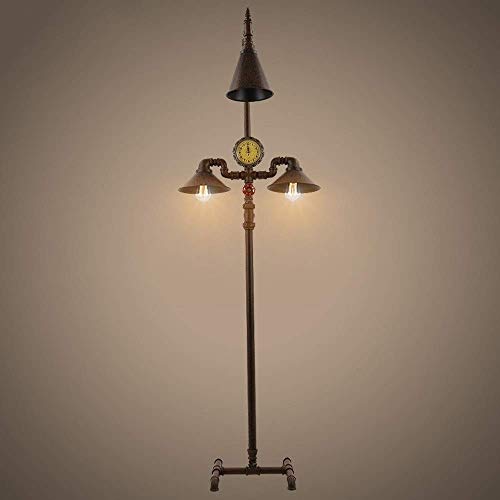 N/Z Home Equipment 2 lights Loft Retro Industrial Floor Lamp 190cm Nostalgic Wrought Iron Metal Pipe Standing Lantern E27 Study Decor Antique High Table Light American Steampunk Reading Desk Lighting steampunk buy now online
