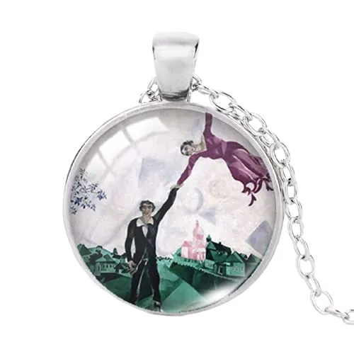 Marc Chagall Pendant Necklace 25mm Canvas Painting Round Print Photo Necklaces Glass Dome Jewelry steampunk buy now online
