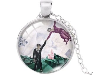 Marc Chagall Pendant Necklace 25mm Canvas Painting Round Print Photo Necklaces Glass Dome Jewelry steampunk buy now online