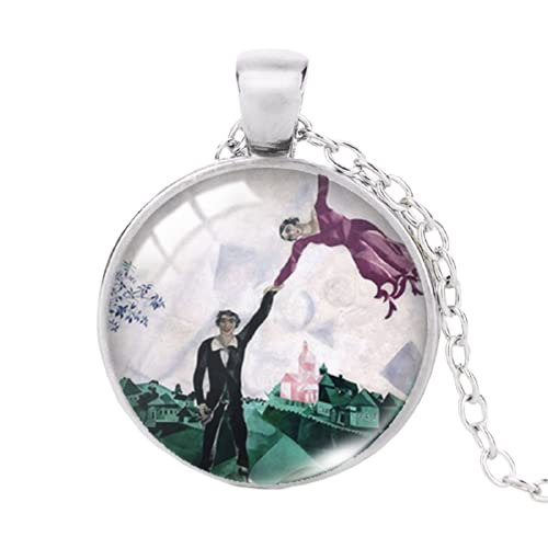 Marc Chagall Pendant Necklace 25mm Canvas Painting Round Print Photo Necklaces Glass Dome Jewelry steampunk buy now online