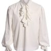 Gemijacka Mens Ruffled Shirts Medival Pirate Captain Gothic Shirt Halloween Long Sleeve Costume Blouse Tops steampunk buy now online