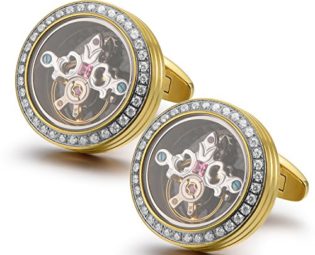 Dich Creat Stainless Steel Rhodium Emboss Tourbillon movement Cufflinks/Swarovski Crystals Inlay steampunk buy now online