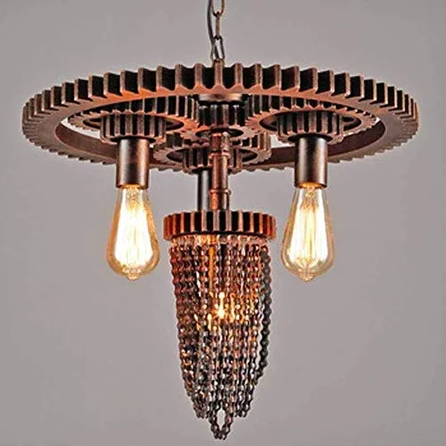 Raelf Nordic LOFT Retro Industrial Wind Gear Water Pipe Chandelier 2 Head Gear Steampunk Water Pipe Chandelier Hanging Lamp Recessed Pendant Light Cafe Bar Restaurant Chandeliers steampunk buy now online