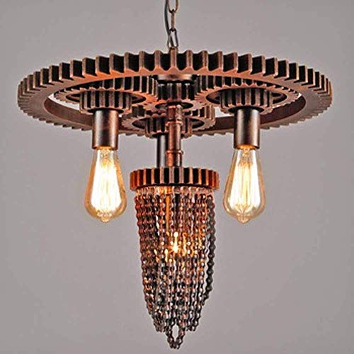 Raelf Nordic LOFT Retro Industrial Wind Gear Water Pipe Chandelier 2 Head Gear Steampunk Water Pipe Chandelier Hanging Lamp Recessed Pendant Light Cafe Bar Restaurant Chandeliers steampunk buy now online