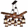 Foicags Retro Industrial Style 8-Lights Wooden Chandelier Steampunk Industrial Pendant Light，Soft Lighting Without Glare Sturdy And Simple Design Dining Room Light Fixture Lighting Fixtures 110~240V steampunk buy now online