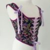 Custom Flowers Renaissance Corset 18th Century Half Stays Costume Pink and Purple Botanicals Bodice by IvoryBlackDesign steampunk buy now online