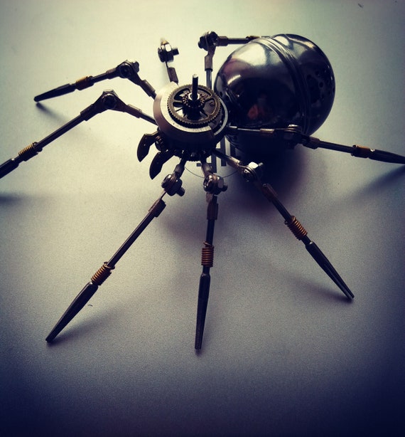 Finished Steampunk Metal Spider Model Assembly Insect Toy Stainless Steel Mechanical Toy Desk Ornament by MANDEEPLOVEGIFT steampunk buy now online
