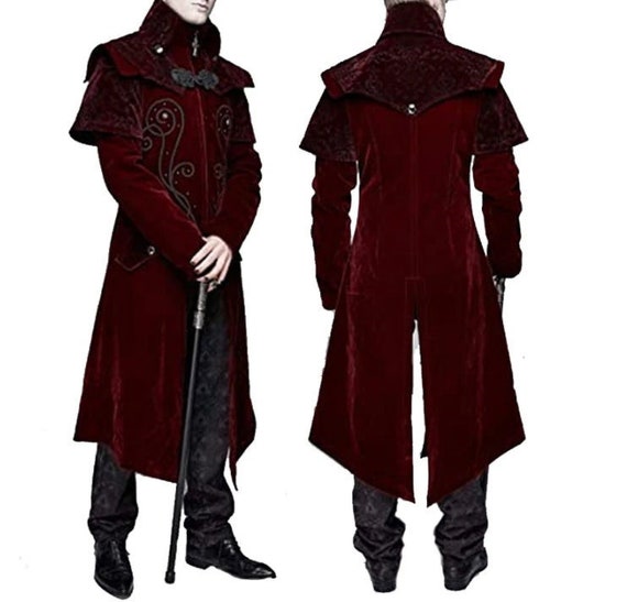 Medieval European Castle Vampire Devil Red Coat Trench Cosplay Costume Middle Ages Victorian Court Nobles Clothes by KamiWhitt58 steampunk buy now online