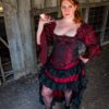 Saloon Girl Burgundy and Black Corset, Steampunk, Victorian Corset, Wild West, Renaissance, Pirate, Costume, Western, Steel Boned, by SilverLeafCostumes steampunk buy now online