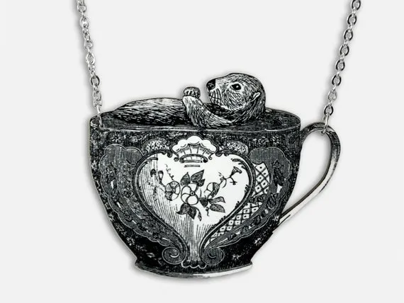 Statement whimsical wooden necklace "LIKE NO OTTER" by DearPrudenceBERLIN steampunk buy now online