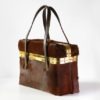 UNIQUE VINTAGE BAG / calf leather handbag / brown fur / calf hide / calf hair / 50s by LaPuceLazuli steampunk buy now online