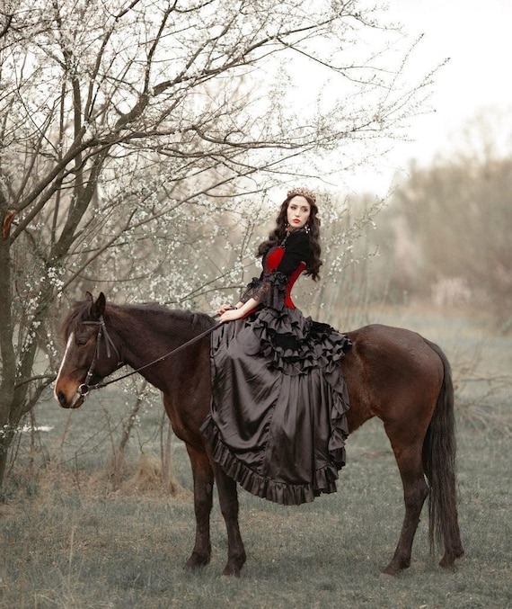 Velvet victorian style corset, Vampire gothic wedding dress, Evil queen dress, Victorian skirt by DressArtMystery steampunk buy now online