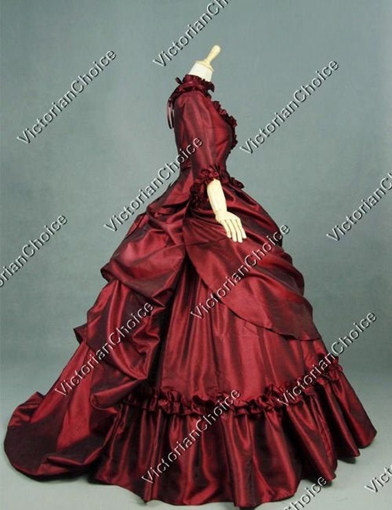 Victorian 5PC Bustle Dress, Victorian Vamp Costume for Women, Taffeta Christmas Holiday Ball Gown, Vampire Princess of Darkness Costume by VictorianChoice steampunk buy now online