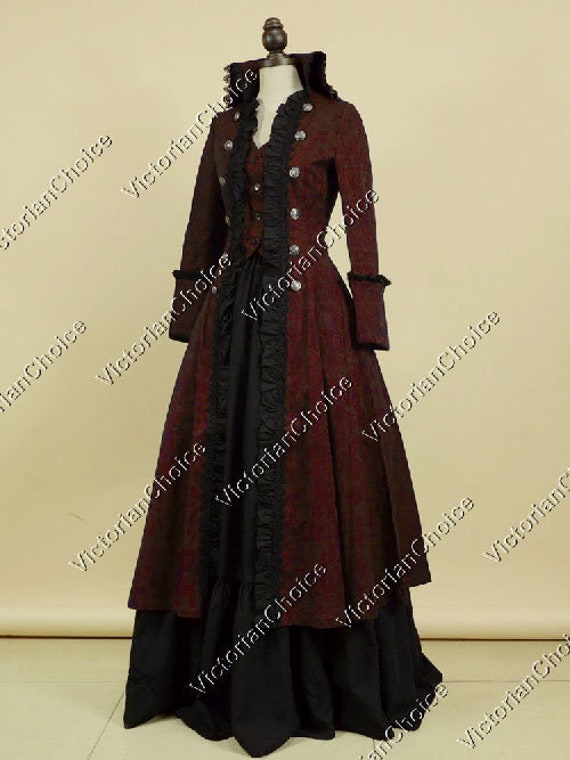 Victorian Steampunk Coat Dress, Darkness Military jacket, Victorian Vampire Halloween Costume, Voodoo Magic Ladies Captain Hook Costume by VictorianChoice steampunk buy now online