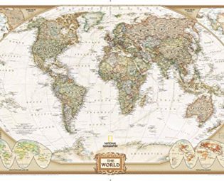 National Geographic World Executive Wall Map - Antique Style - 36 x 24 inches - Art Quality Print steampunk buy now online