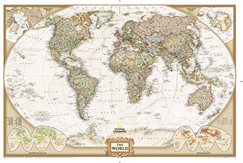 National Geographic World Executive Wall Map - Antique Style - 36 x 24 inches - Art Quality Print steampunk buy now online
