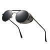 Ronsou Steampunk Style Round Vintage Sunglasses Retro Eyewear UV400 Protection Matel Frame grey&grey steampunk buy now online