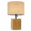 Desk Lamp Study Office Modern Simple Bedroom Living Room Decoration Bedside Reading Lamp Linen Fabric Shade Square Natural White Oak Wooden Table Lamp E27 with Pull Line Switch steampunk buy now online
