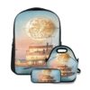 School Backpack Set,Fantasy Steampunk Airship Flies in a Starry Sky,with Lunch Bag and Pencil Case for Girls Boys Teenager Cute Schoolbag Waterproof Bookbag steampunk buy now online