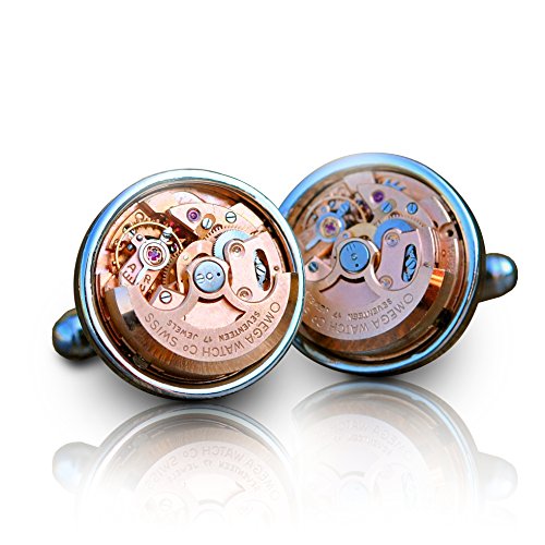 Omega Automatic Watch Movement Cufflinks (Silver) Steampunk Mens Gift Boxed steampunk buy now online