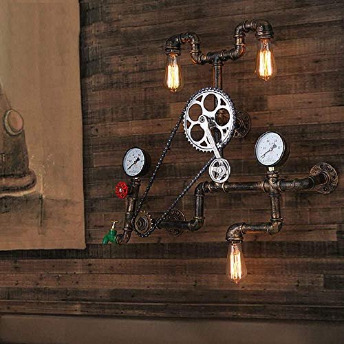 DIELUNY Industrial Retro Style Farmhouse Industrial Steampunk Wall Lamp, 48.3 Cm Bronze Three-Shallow Tube Wall Lamp with Bicycle Shape steampunk buy now online
