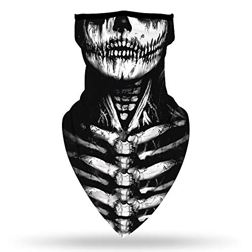 ARKIM Unisex Bandana Face Mask Scarf Face Rave Balaclava Neck Gaiters Dust Cloth Washable Wind Motorcycle Mask Women Men (Halloween Skeleton) steampunk buy now online