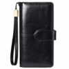 Ladies Leather Purse Large Capacity Women’s RFID Blocking Wallet with 26 Credit Card Slots, Women Clutch Long Purse with Zipper Pocket and Wrist Straps (Black) steampunk buy now online