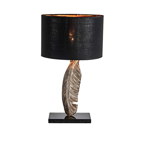 Desk Lamp E27 Light Study Office Modern Retro Living Room Decoration Bedroom Reading Lamp Black Fabric Shade Creative Resin Feather Table Lamp Marble Base steampunk buy now online