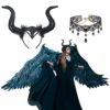 HAMOOM Evil Witch Horn Devile Demon Horns Headdress Black Gothic Steampunk Horn Queen Horns Headband Maleficent Cosplay Hair Accessories with Lace Choker Necklace for Halloween Masquerade Fancy Party steampunk buy now online