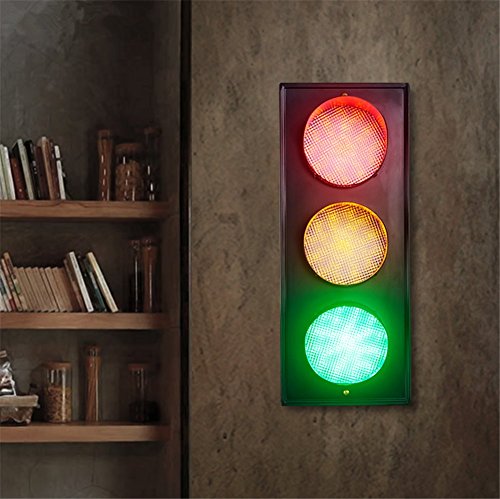 Industrial Retro Wall Lights, 3-Color Traffic Signal Traffic Light, Metal Wrought Iron LED Wall Lamp,Indoor Living Room Bedrooms Wall Lighting steampunk buy now online