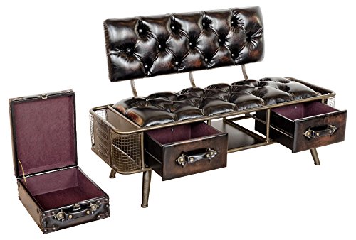 Febland STEAM Punk Style PU Bench, Metal, Brown, 50 x 120 x 76 cm steampunk buy now online