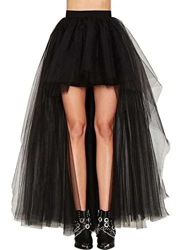 COSWE Womens Lace Asymmetrical High Waist Swallowtail Skirt, UK 14-15/2XL=Waist:32.28inch, Black1 steampunk buy now online