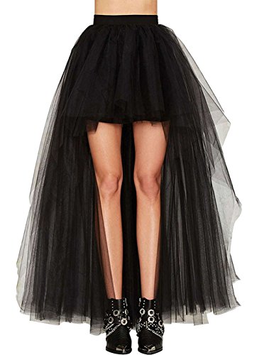 COSWE Womens Lace Asymmetrical High Waist Swallowtail Skirt, UK 14-15/2XL=Waist:32.28inch, Black1 steampunk buy now online