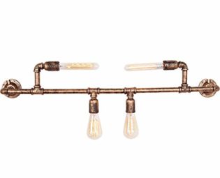Wall Light Indoor Industrial Retro American Rural Nostalgic 4 Heads E27 Socket Vintage Copper Color Wrought Iron Water Pipe Wall Lamp for Living Room Bedroom Bedside Lamp Restaurant Corridor steampunk buy now online