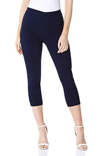 Roman Originals Women Cropped Trousers Ladies Capri Pants Stretch Bengaline Leggings Crop Summer Three Quarter 3/4 Length Shorts Pull On Elasticated Cut Off Work Pedal Pushers - Navy Blue - Size 16 steampunk buy now online