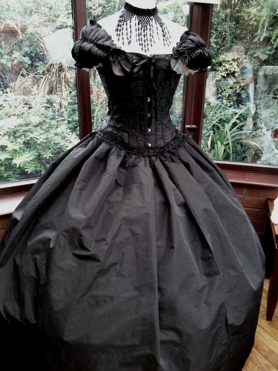 Custom made corset dress lace up back long skirt with lace choker necklace wedding steampunk gothic victorian dress choice of colour by steampunkageboho steampunk buy now online