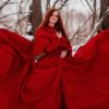 Red fantasy ball gown for masquerade / Outdoor cape dress / Long women dress for photo shoots / Crinoline is optional / Custom size by BlackBoneNeedle steampunk buy now online