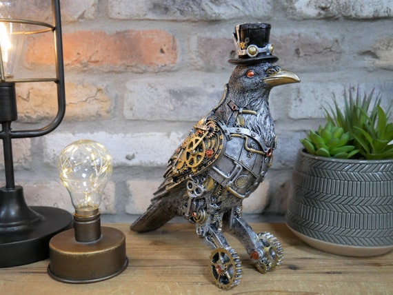 Steampunk Bird Ornament Top Hat Statue Sculpture desk shelf ornament gift decor by idustrialdesignco steampunk buy now online