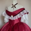 Victorian Prom Dress, Victorian ball gown, burgundy satin, white Lace and Velvet ribbon with Bertha. Model "Giorgia" 1860 by SecretTimes steampunk buy now online