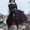 Women Lolita Gothic Dress Girl Ruffle Mesh Puff Sleeve Steampunk Cosplay Irregular Black Vintage Dresses Fashion by YMYOUMU steampunk buy now online